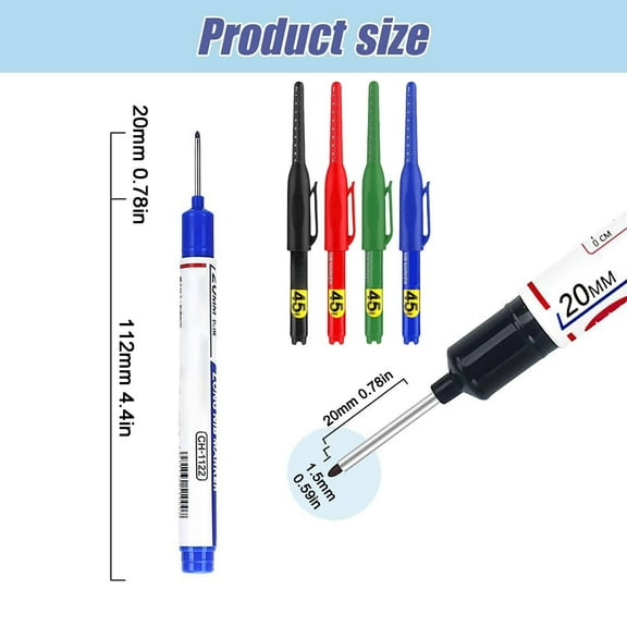 Long Nose Marker Pen (Deep Reach Carpenter Pen, Construction Scribing Tool), Industrial Ink Withstands Garage Conditions, Reach Markers Markers Carpenter Ink Marker, By Meiiso