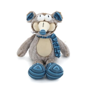 Long Nose Mouse Plush Toy, Ugly Cute Stuffed Animal with Blue Striped Scarf