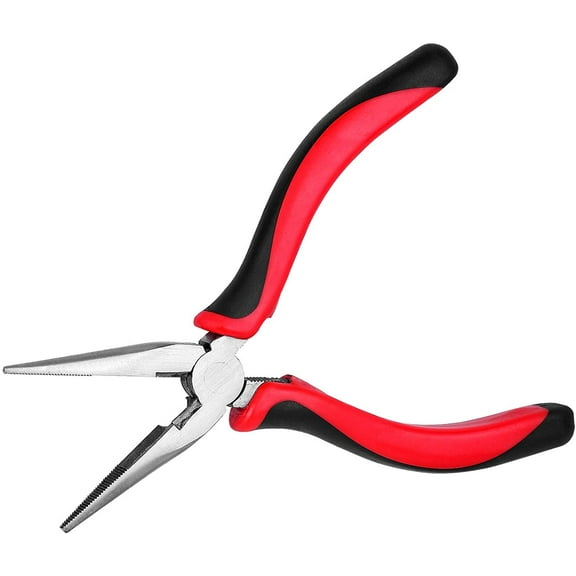 Long Nose Pliers 8 Inch with Wire Cutter, Cutting Chain Pliers, Insulated Long Nose Pliers are Suitable for Cutter Wire, Bending Steel Wire, Small Object Grasping Etc(Red)