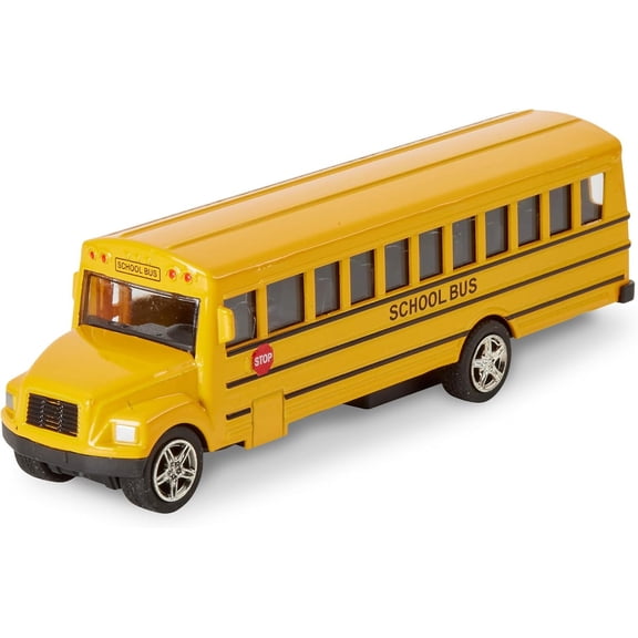 Long-Nose School Bus Die Cast Metal Model Toy Car 6 Inches with Pullback Action Durable Pull Back Car Door Opening & Closing Realistic School Bus - Great for Gifts, Birthdays, Boys & Girls