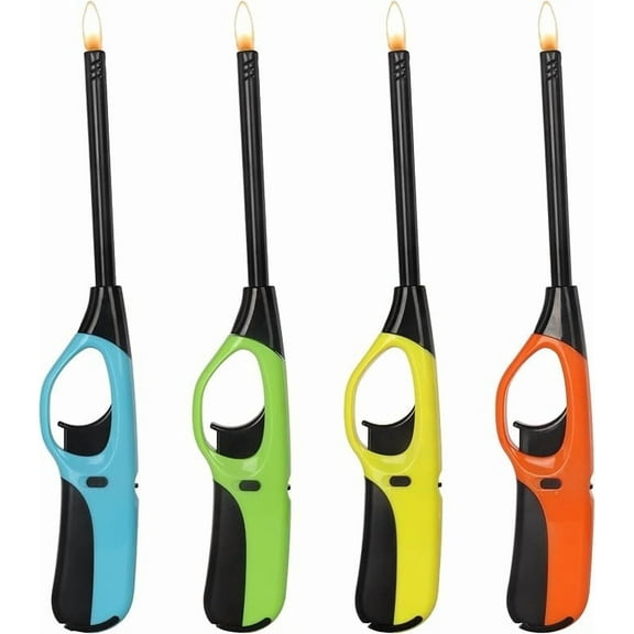Long Nozzle Candle Lighters Refillable Butane Torch,Ideal for BBQ, Candles, and Camping (Butane Included)