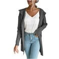 thumbnail image 1 of Long Open Front Hooded Cardigan for Women Ribbed Knit Solid Color Long Sleeve Sweater Tops Outerwear with Pockets, 1 of 7