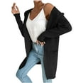 thumbnail image 1 of Long Open Front Hooded Cardigan for Women Ribbed Knit Solid Color Long Sleeve Sweater Tops Outerwear with Pockets, 1 of 7