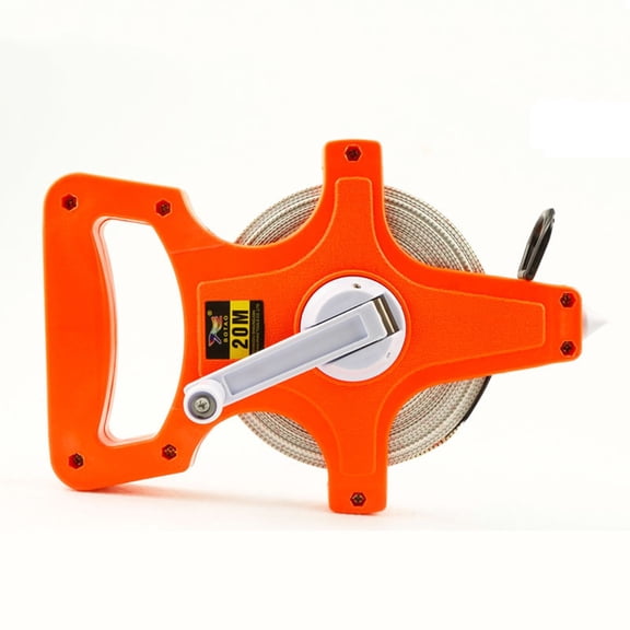 Long Open Reel Fiberglass Tape Measure with High Tensile Strength Double Sided Metric and Inch Scale for Construction Surveying, 66 Ft