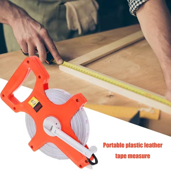 Long Open Reel Fiberglass Tape Measure with High Tensile Strength Double Sided Metric and Inch Scale for Construction Surveying, 98 Ft