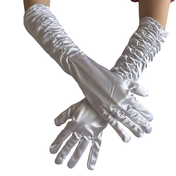 Long Opera Gloves for Women Elbow Length Satin Gloves