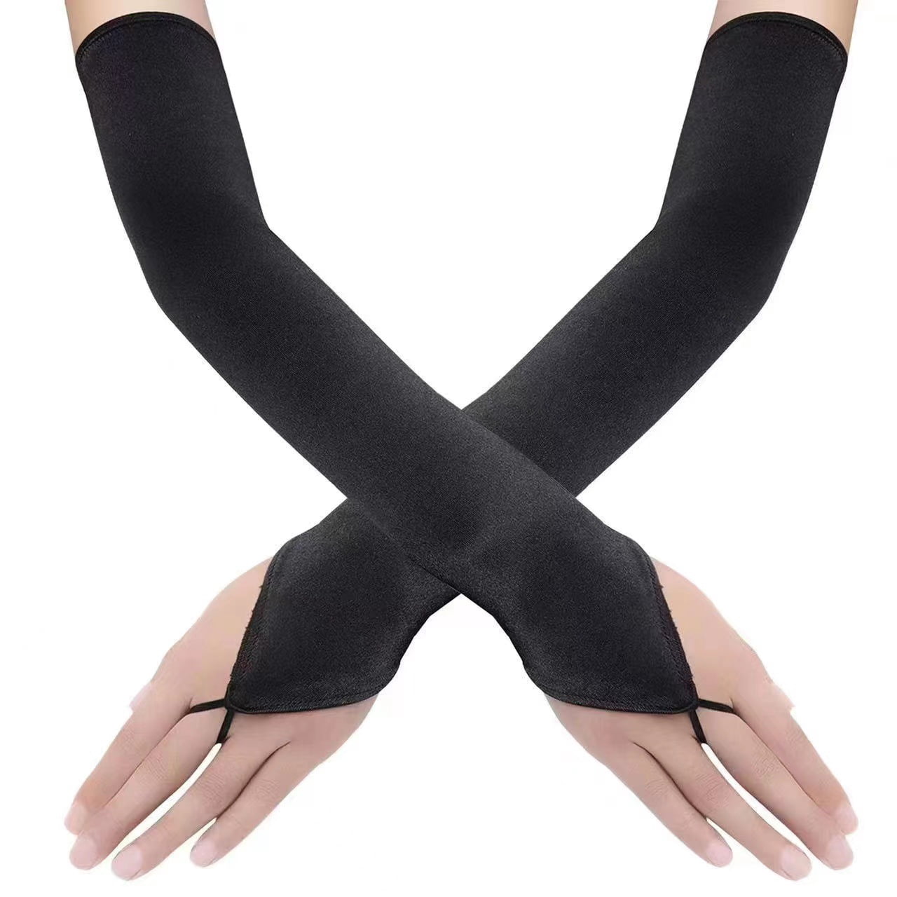 Lystaii Lange Satin-Handschuhe, 40 Cm – Dehnbar, Ellenbogenlänge, Für Gatsby-Party, Hochzeit, Vintage