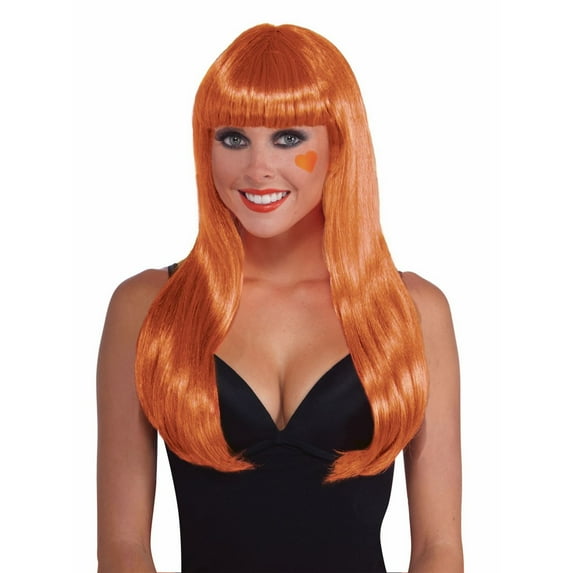 Long Orange Wig Accessory