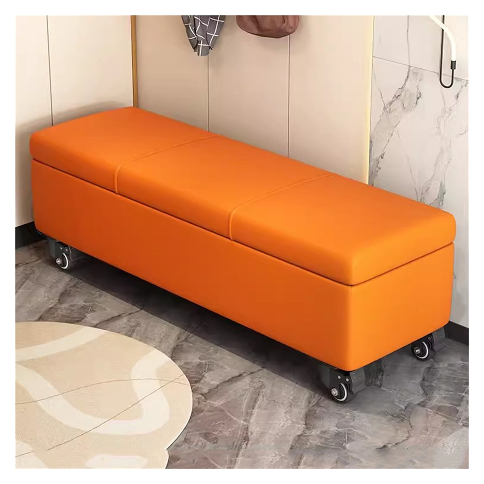 Long Ottoman Bench Storage Chest with Wheels,End of Bed Storage Bench ...