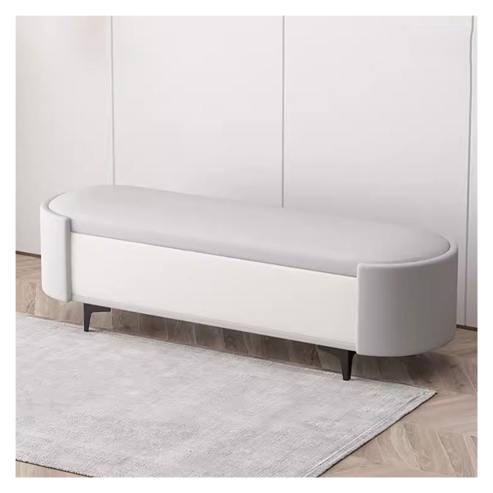 Long Ottoman Bench with Storage,Faux Leather Ottoman End of Bed Benches — free download
