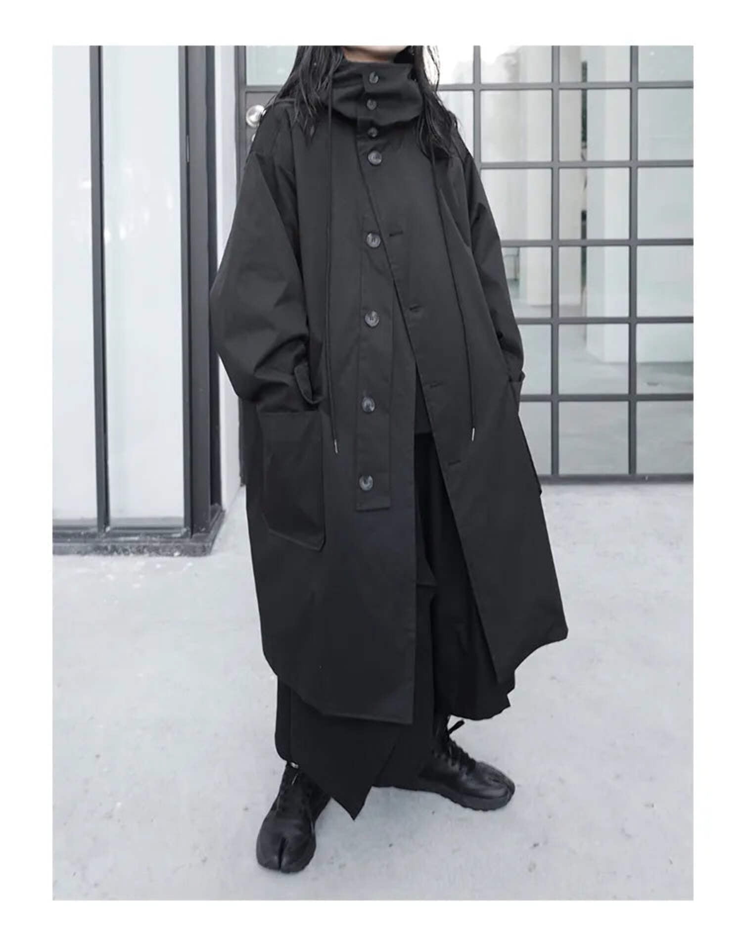 Designer black trench coat best sale