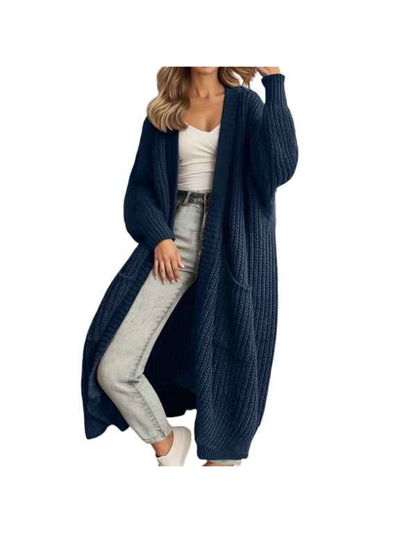 Long Oversized Cardigan Sweaters for Women Lightweight Open Front Duster Cozy Knit Fashion Sweater Coats Trendy Cardigans with Pocket Womens Fall Fashion 2025