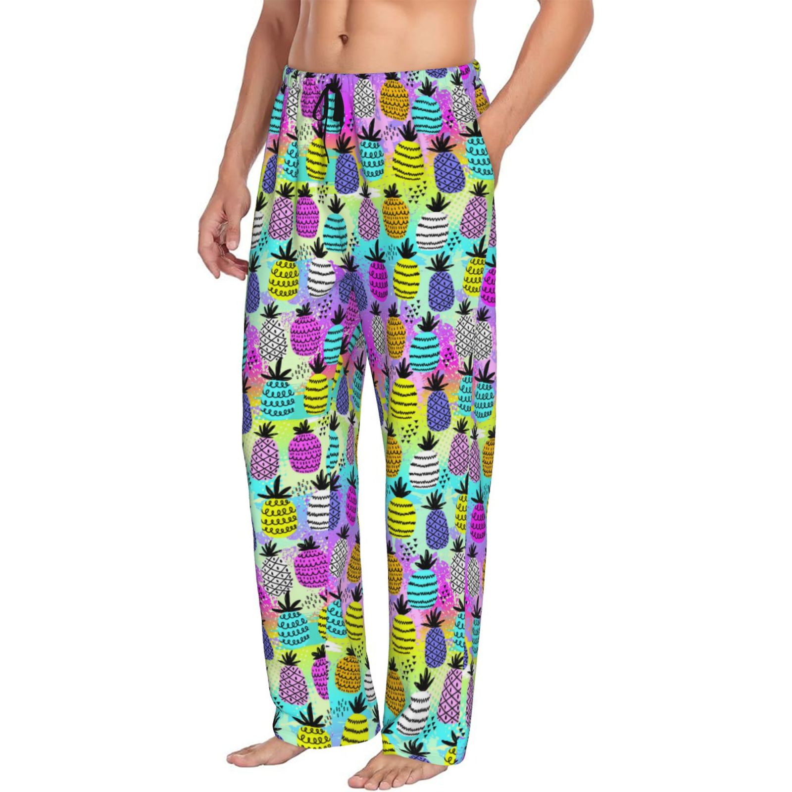 Purple Neon Pineapple Hawaiian Print Men's Joggers