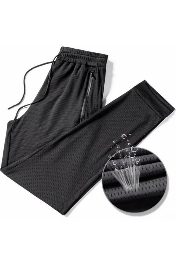 Long Pants For Men Men'S Sports Pants Hollow Summer Thin Loose Conditioning Nine-Point Pants Black L,ac1395