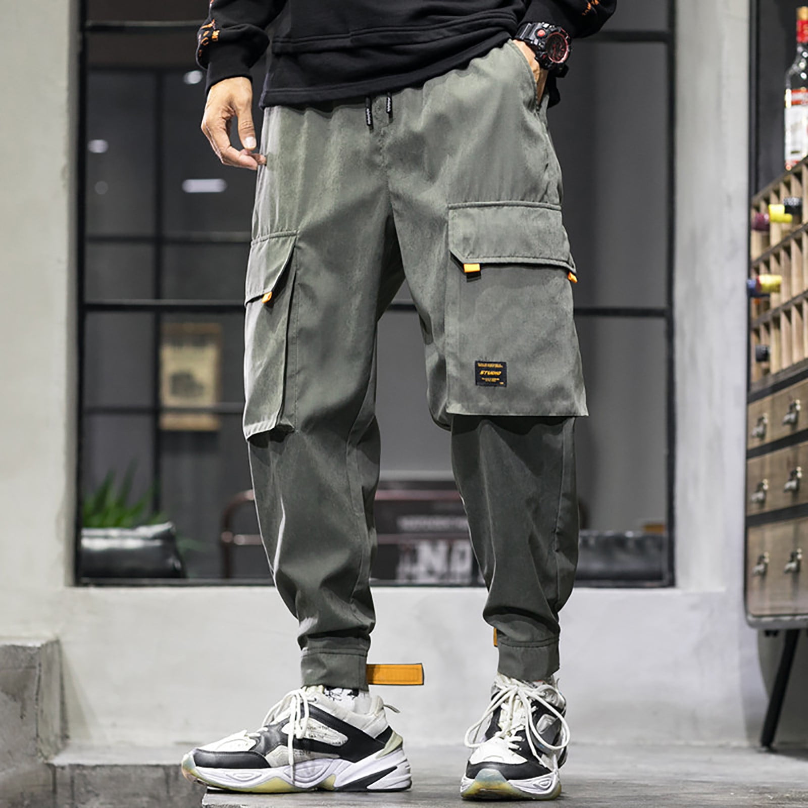  STYESH Mens Jogging Pants Men's Business Casual Pants Wide Leg  Chino Pants Loose Drawstring Waistband Work Pants Solid Dressy Everyday  Pants : Clothing, Shoes & Jewelry
