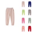 thumbnail image 1 of Long Pants for Girls Boys, Autumn Winter Sports Sweatpants with Pocket Ribbed Drawstring Elastic Waist Jogger Relax Fit Running Track Pants, 1 of 4