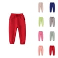 thumbnail image 1 of Long Pants for Girls Boys, Autumn Winter Sports Sweatpants with Pocket Ribbed Drawstring Elastic Waist Jogger Relax Fit Running Track Pants, 1 of 4
