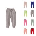 thumbnail image 1 of Long Pants for Girls Boys, Autumn Winter Sports Sweatpants with Pocket Ribbed Drawstring Elastic Waist Jogger Relax Fit Running Track Pants, 1 of 4
