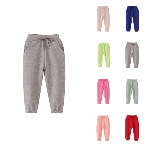 Long Pants for Girls Boys, Autumn Winter Sports Sweatpants with Pocket Ribbed Drawstring Elastic Waist Jogger Relax Fit Running Track Pants