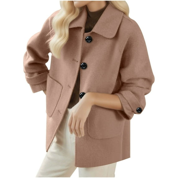 Long Pea Coats for Women Winter Lapel Collar Single Breasted Wool Blend Peacoat Thicken Blazer Jacket Fall Clothing S-3XL