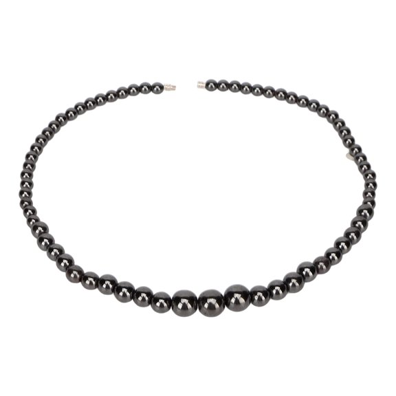 Long Pearl Necklace Faux Pearls Necklace Set, Terahertz Beaded Necklace for Men Women, Fashionable Purify Fatigue Relief Energy Stone Necklace for Work, Black