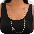 thumbnail image 1 of Long Pearl Necklaces for Women Pearl Long Chain Necklace Dainty Gold And Long Pearl Necklaces Layered Pearl Necklace Statement Sweater Strand Chain Jewelry, 1 of 5