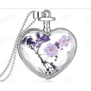 LLQKIGSXSE Long Pearl Necklaces for Women Fashion Jewelry DIY Heart Glass Lavender Floating Memory Living Pendant Necklace