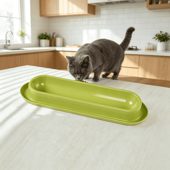 Long Pet Food Bowls, Large Capacity Non-Slip Easy Clean Dishes for Indoor & Outdoor Feeding,Multi-Cat Home,Dual-Use Food & Water Dish