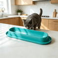 thumbnail image 1 of Long Pet Food Bowls, Large Capacity Non-Slip Easy Clean Dishes for Indoor & Outdoor Feeding,Multi-Cat Home,Dual-Use Food & Water Dish, 1 of 3