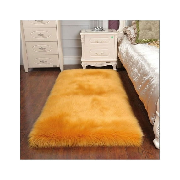 Long Pile Carpet Fluffy Rugs, Extra Soft Cozy Artificial Sheepskin Blanket Carpet Faux Fur Faux Lambskin Sheepskin For Bedroom Sofa Living Room-Camel-160*230cm(63*91in)