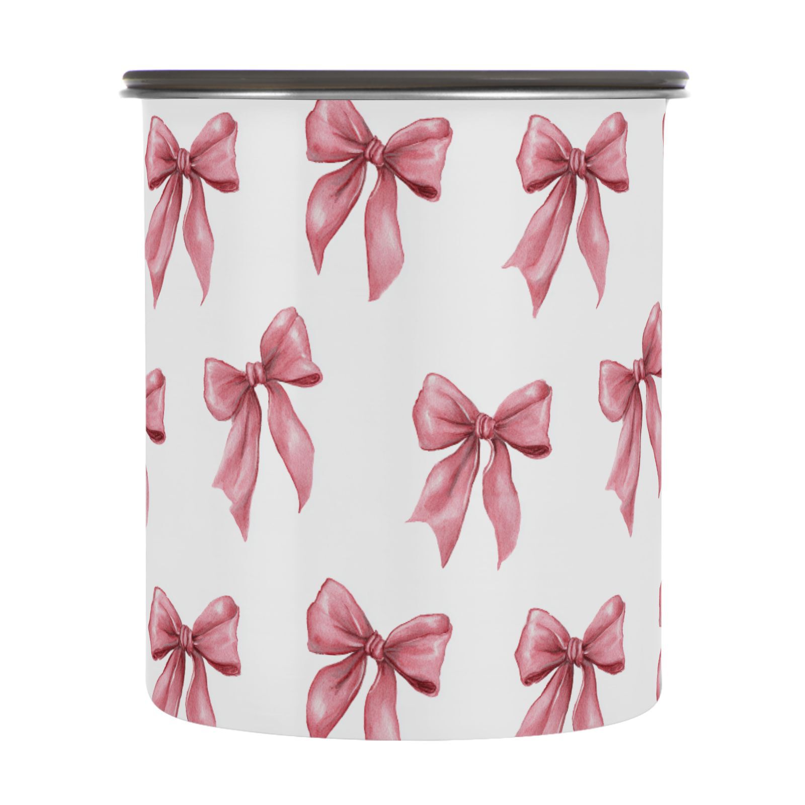 Long Pink Bow Airtight Coffee Bean Canister 30oz Food Storage Containers with Lids For Gournd, Tea, Sugar, Flour, Rice, Cereal, Candy Cookie Jar