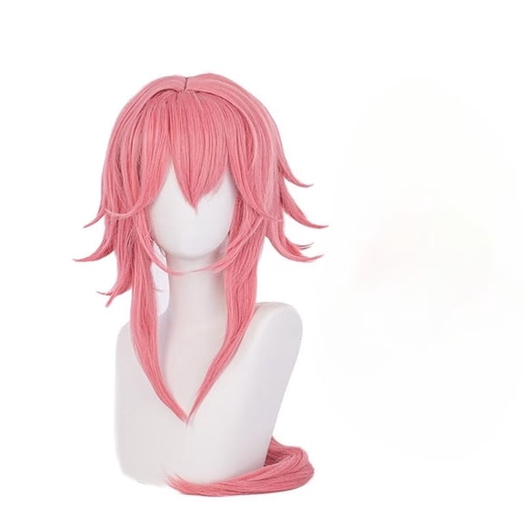Long Pink Curly Wig with Braids and Upturned Sides for Cosplay and Parties
