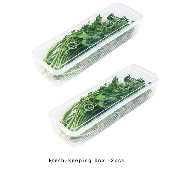 Long Plastic Produce Keepers for Fridge, Vegetable Storage Containers for Herbs, Sealable Organizer Bins