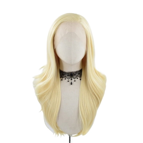 Long Platinum Synthetic Lace Front Wig Brown Body Wave Synthetic Wigs for Party Cosplay