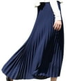 thumbnail image 1 of Long Pleated Skirts For Women High Waisted Solid Elegant Midi Elastic Waist Skirt, 1 of 1