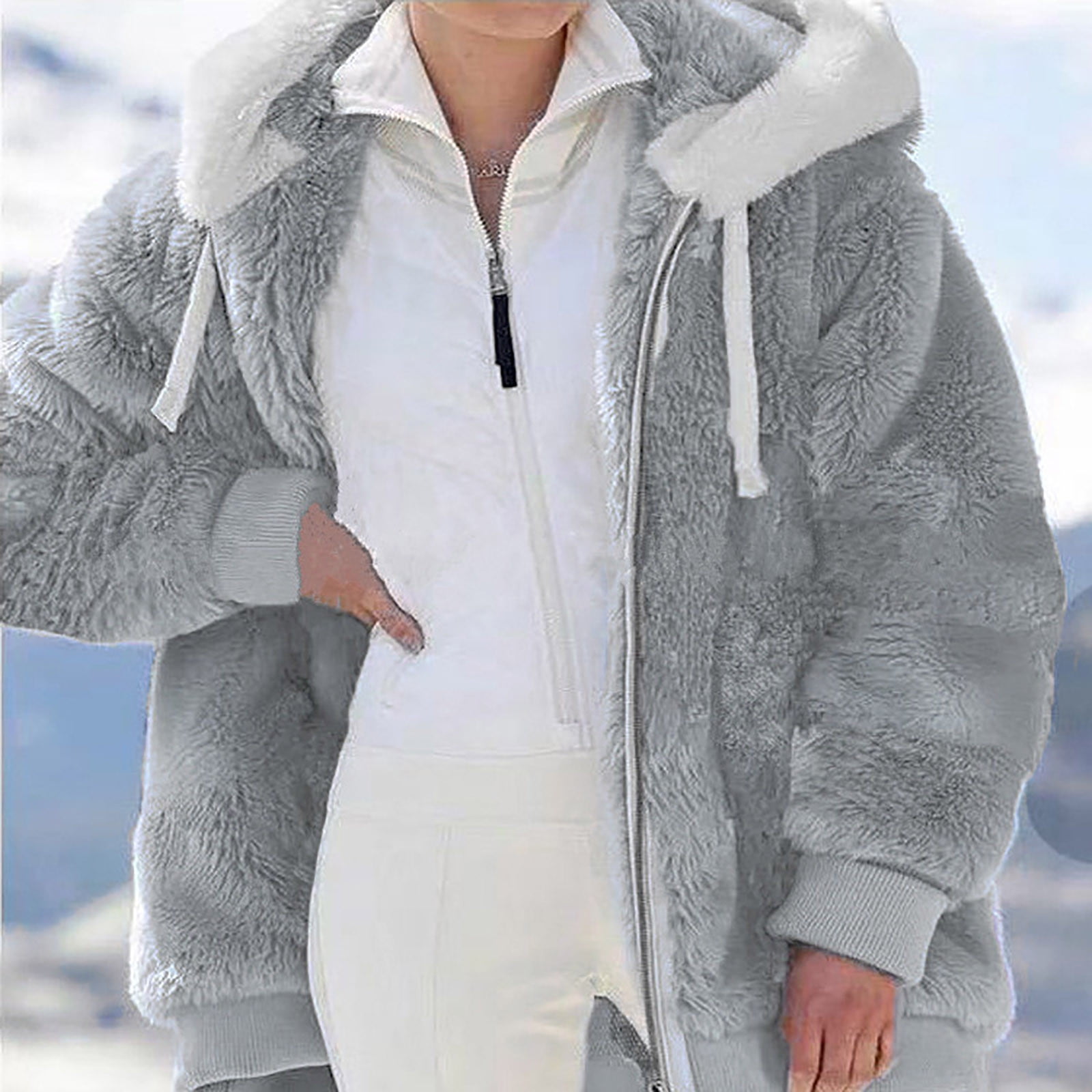  Soularge Women's Winter Plus Size Warm Faux Fur Coat