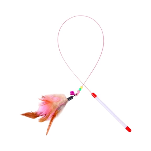 Long Pole Cat Teaser Wand with Steel Wire and Feather, Long-Lasting Interactive Toy for Chasing and Playing Exercise, a