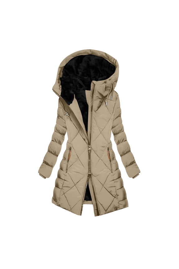 Long Puffer Coat Women Hooded Winter Quilted Jackets Thicken Fleece Lined Parka Warm Down Jacket Windproof Outerwear