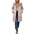 thumbnail image 1 of Long Puffer Coat Women, Yigetop Women's Long Puffer Stand Collar Zip Baggy Down Coats with Side Outwear Down Jacket Women Light Ashy XL, 1 of 1
