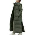 thumbnail image 1 of QSAWXQZ Women's Hooded Maxi Puffer Coat Long Sleeve Solid Winter Warm Side Split Casual Jacket Outerwear Olive Green XL, 1 of 6