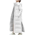 thumbnail image 1 of QSAWXQZ Women's Hooded Maxi Puffer Coat Long Sleeve Solid Winter Warm Side Split Casual Jacket Outerwear White 2XL, 1 of 6