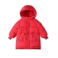 thumbnail image 1 of Long Puffer Jacket for Girls Quilted Full Zip Up Long Sleeve Coat Oversized Solid Color Hooded Warm Winter Outerwear with Pocket, 1 of 4