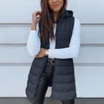 thumbnail image 1 of Long Puffer Vest Women Sleeveless Hooded Puffer Jacket Zip Up Lightweight Quilted Outerwear Winter Warm Coat Navy L, 1 of 5