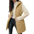 thumbnail image 1 of Long Puffer Vest Women, Yigetop Womens Long Puffer Vest Quilted Hooded Vests Button Down Sleeveless Jacket Casual Zip Up Padded Jacket Winter Coat Women Long Puffer Vest Khaki 4XL, 1 of 1