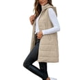 thumbnail image 1 of Long Puffer Vest for Women Hooded Lightweight Sleeveless Jackets Casual Plus Size Zipper Winter Vest with Pockets, 1 of 9
