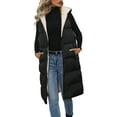thumbnail image 1 of Long Puffer Vest for Women Sleeveless Hooded Solid Padded Zip Up Outerwear Coat with Pockets Black L, 1 of 4