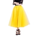 thumbnail image 1 of Long Puffy Tulle Tutu Skirt Ladies Dance Party Stage Halloween Outfits With Detachable Bowknot, 1 of 3