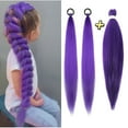 thumbnail image 1 of Long Purple Braiding Hair, Pre Stretched Synthetic Braiding Hair, 2025 Hot Seller Purple Hair Extensions for Stage Party, Halloween Costume Cosplay (3 Pcs Purple), 1 of 9