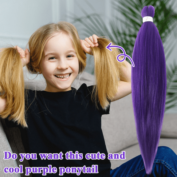 Long Purple Braiding Hair Pre Stretched Synthetic Braiding Hair Extensions for Braids, 26 Inch Purple Hair Extensions for Stage Party Halloween Costume Cosplay（1 Packs）
