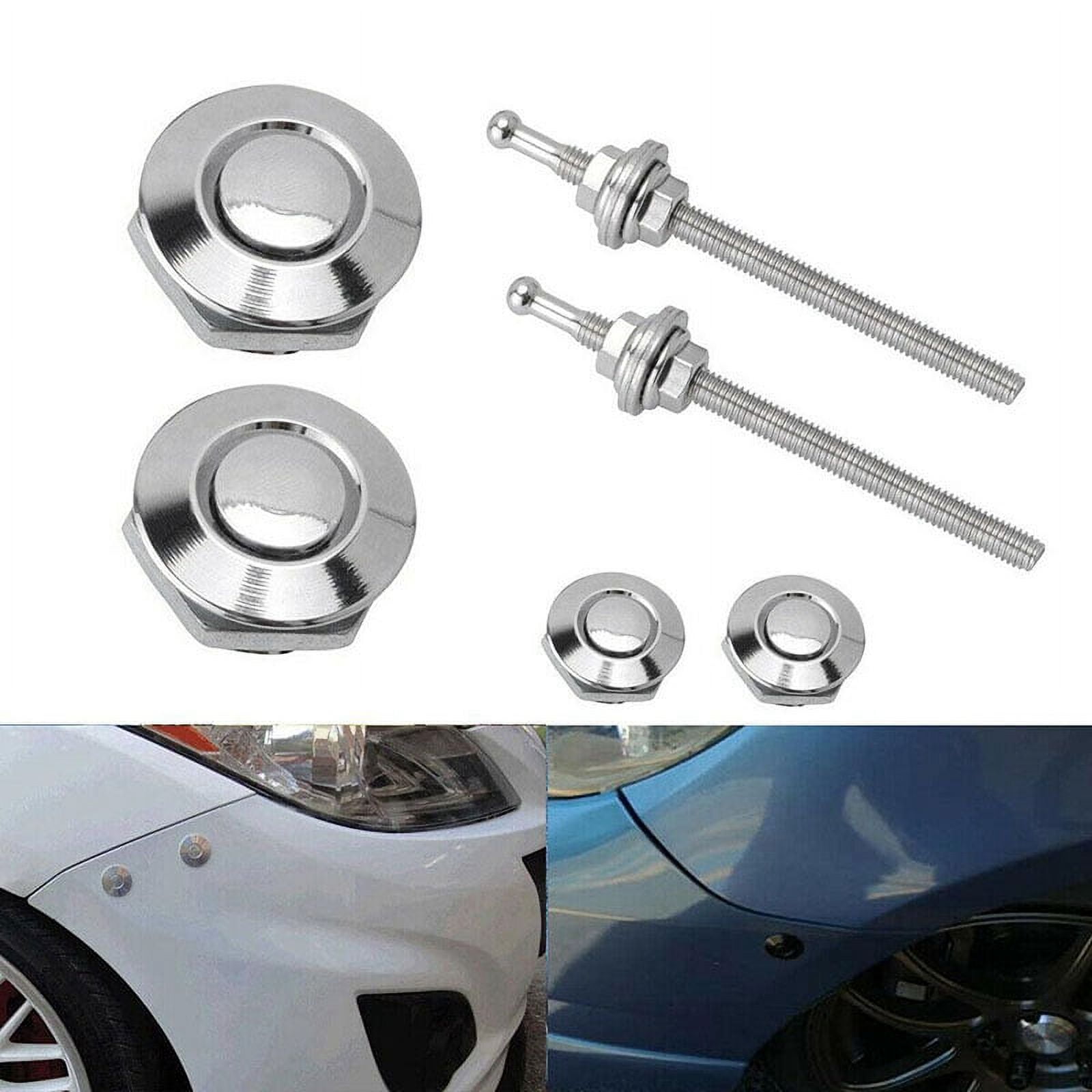 Long Push Button Quick Release Hood Pins Lock Clip Latch Bumper Kit